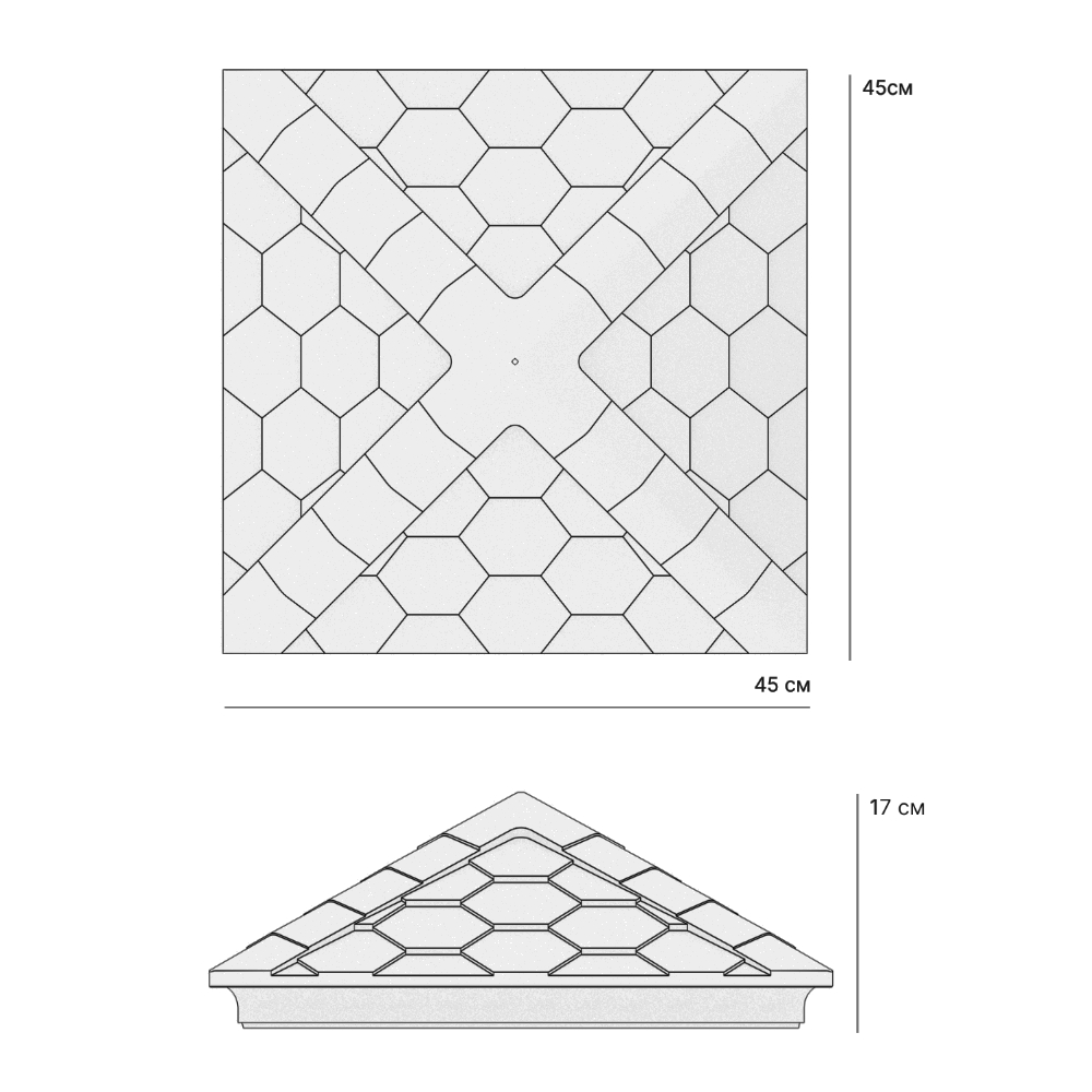 Колпак Zking Эверест Черный на столб 1.5х1.5 кирпича (390х390мм)