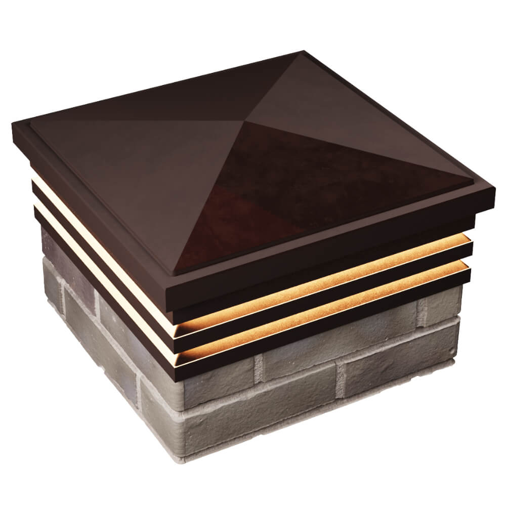 Колпак Zking Бона ХайТек Коричневый на столб 1.5х1.5 кирпича (385х385мм) с подсветкой в Кропоткине фото