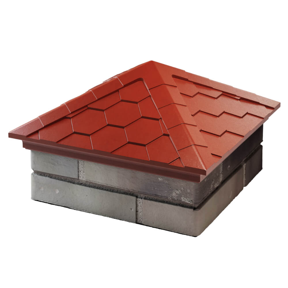 Колпак Zking Эверест Красный на столб 1.5х1.5 кирпича (390х390мм) в Кропоткине фото