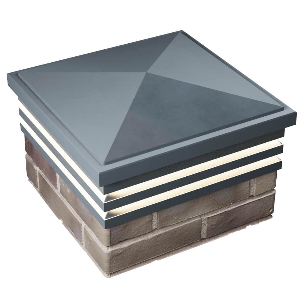 Колпак Zking Бона ХайТек Серый на столб 1.5х1.5 кирпича (385х385мм) с подсветкой в Кропоткине фото