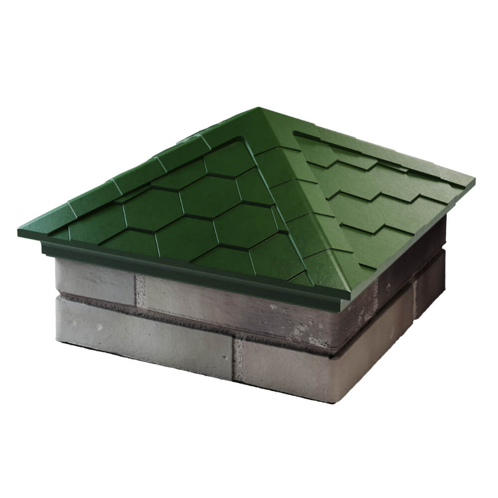 Колпак Zking Эверест Зеленый на столб 1.5х1.5 кирпича (390х390мм) в Кропоткине фото