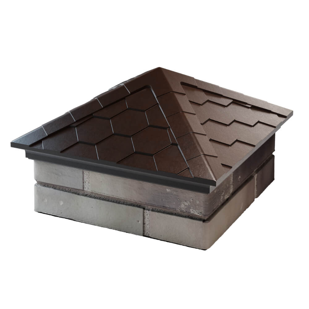 Колпак Zking Эверест Коричневый на столб 1.5х1.5 кирпича (390х390мм) в Кропоткине фото