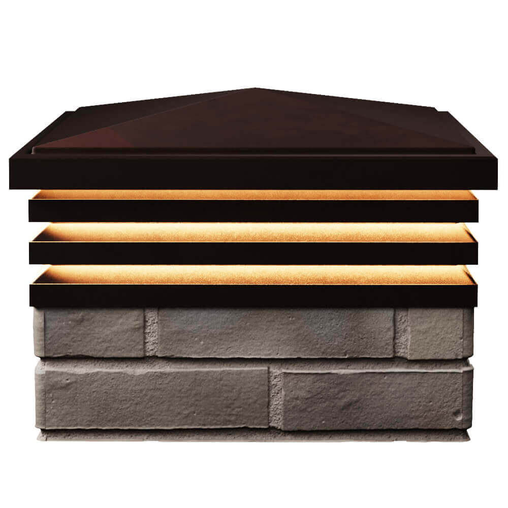 Колпак Zking Бона ХайТек Коричневый на столб 1.5х1.5 кирпича (385х385мм) с подсветкой в Кропоткине фото